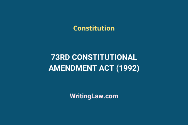 73rd Constitutional Amendment Act, 1992 explained