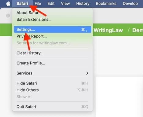 Access Safari Settings on Mac