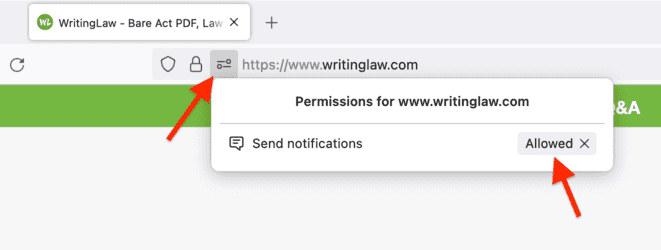 Turn off WritingLaw notification in Firefox
